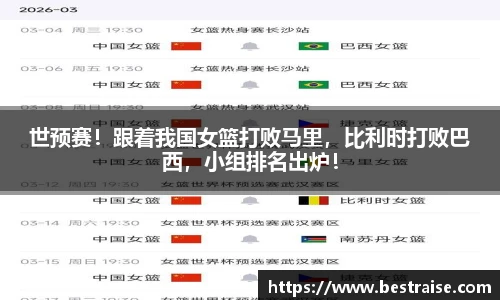 世预赛！跟着我国女篮打败马里，比利时打败巴西，小组排名出炉！